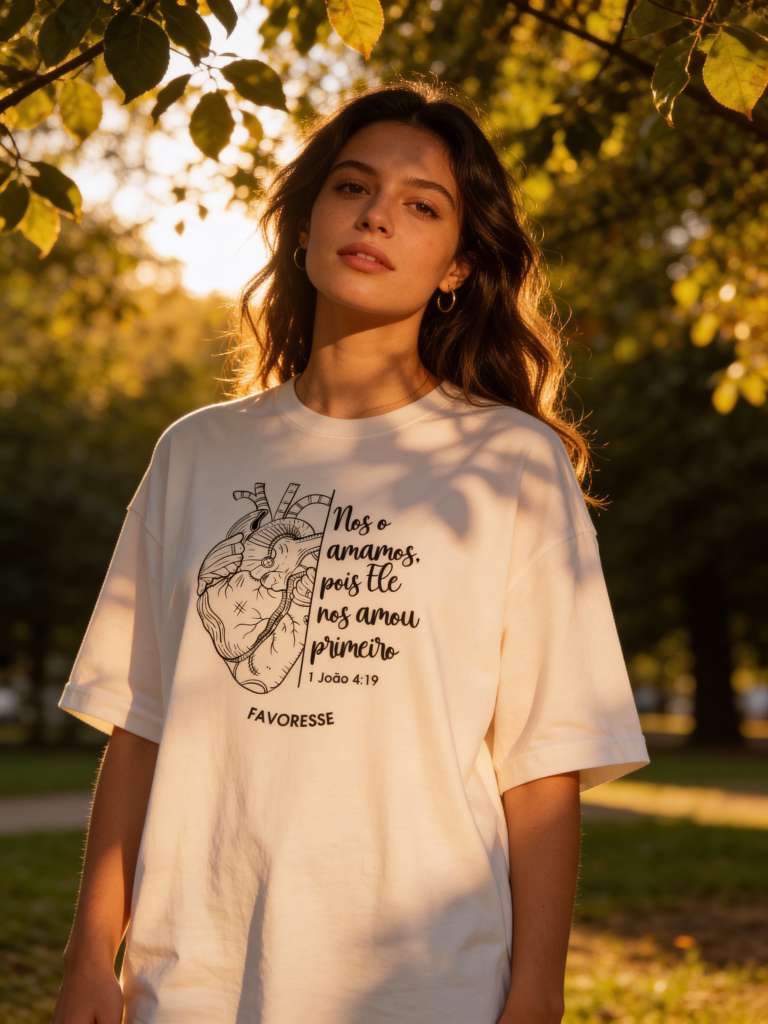T-Shirt Feminina Oversized - 1 Joao 4;19