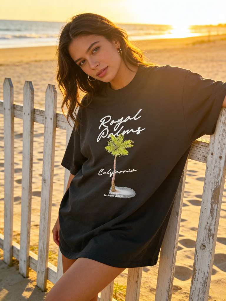 T-Shirt Feminina Oversized - Royal Palms