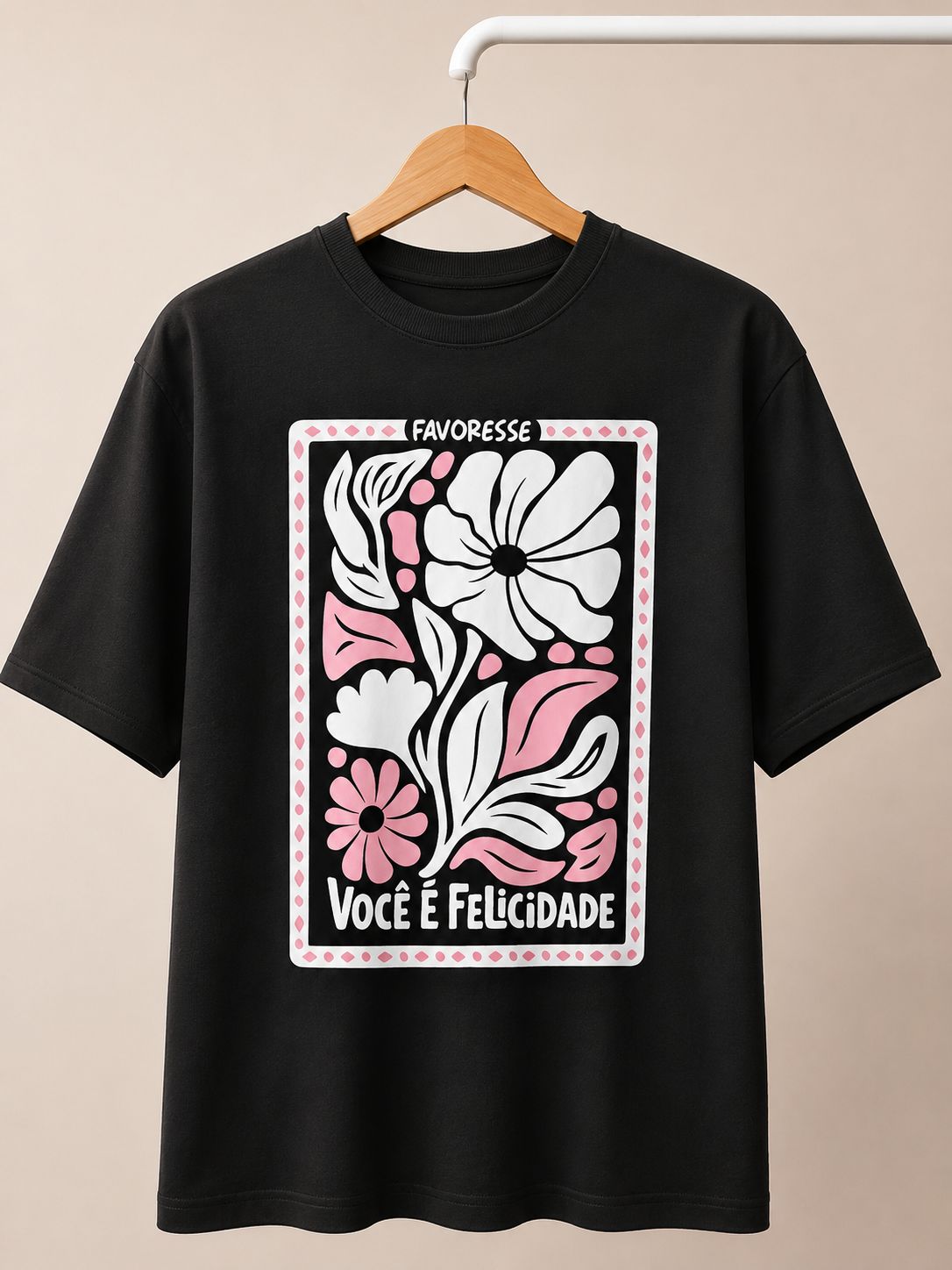T-Shirt Feminina Oversized - Voce e felidade